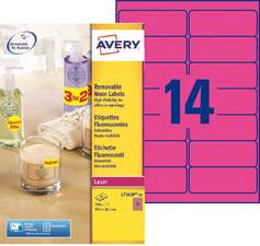 AVERY Etiquette fluorescente, 99,1 x 38,1 mm, rose fluo