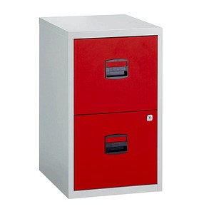 BISLEY Home PFA 2 Hängeregistraturschrank lichtgrau, kardinalrot mit 2 Schubladen 41,3 x 40,0 x 67,2 cm