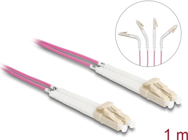 DELOCK LWL Kabel LC Duplex zu LC Duplex Multimode OM4 winkelbar 1 m