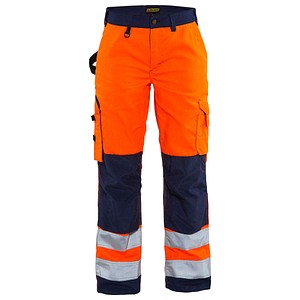 BLAKLÄDER® Damen Warnschutzhose 7155 orange, marine Größe 34