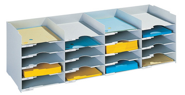 PAPERFLOW Sortierstation Formularbox, 20 Fächer, grau aus Polystyrol, inkl. Eti