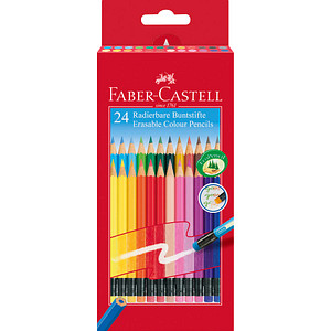 FABER-CASTELL Buntstifte radierbar, 24er Kartonetui