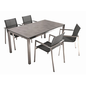 Garden Pleasure Sitzgruppe Sienna grau / silber Kunststoff, Metall, 5-teilig