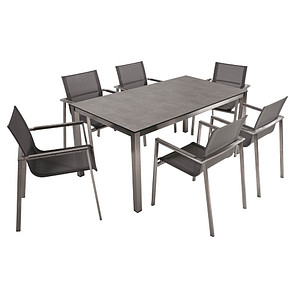 Garden Pleasure Sitzgruppe Sienna grau / silber Kunststoff, Metall, 7-teilig
