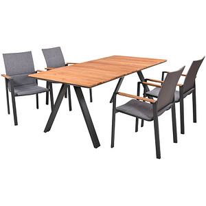 Garden Pleasure Sitzgruppe Davina grau / anthrazit Kunststoff, Metall, 5-teilig