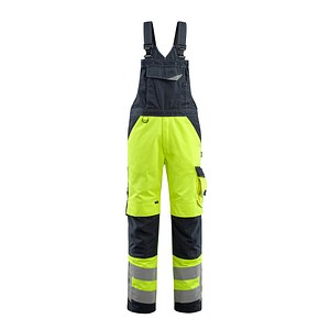 MASCOT® unisex Warnschutz-Latzhose Newcastle gelb, schwarzblau Größe 25