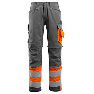 MASCOT® unisex Warnschutzhose Leeds dunkelanthrazit, orange Größe 52
