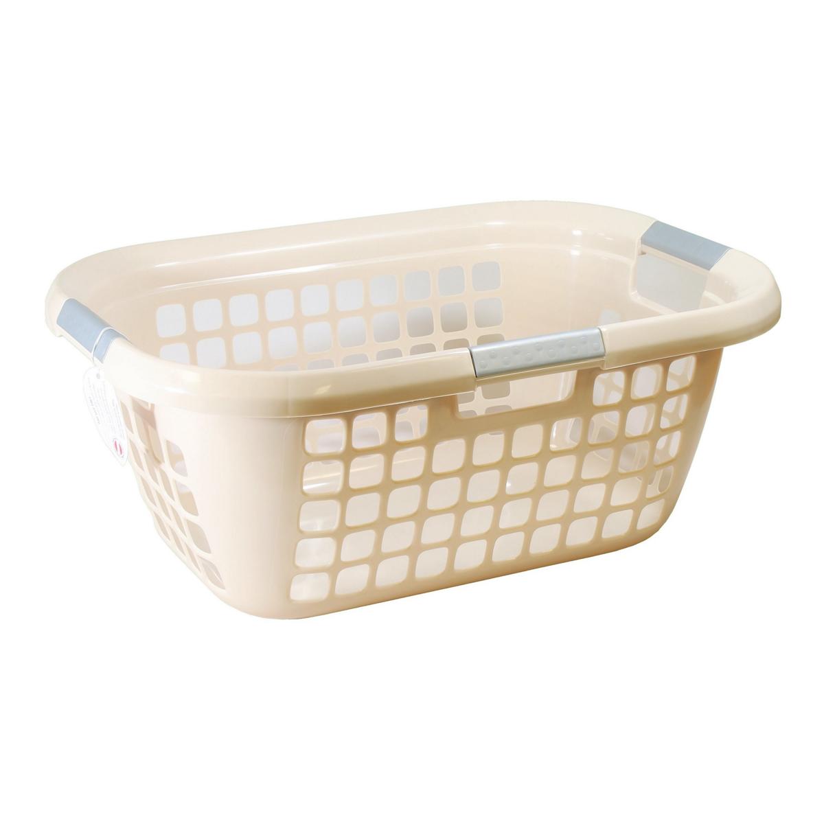 Wäschekorb eckig klein mit Griffen, 55 x 39 x 24 cm, Kunststoff | creme 