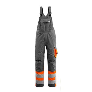MASCOT® unisex Warnschutz-Latzhose Sunderland dunkelanthrazit, orange Größe 25