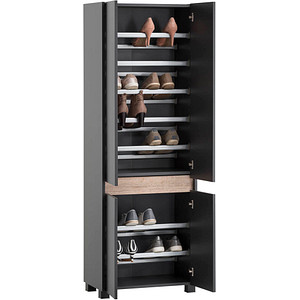 MÖBELPARTNER Cosmo Schuhschrank anthrazit, eiche keine Fachböden 33,0 cm164,5 cm