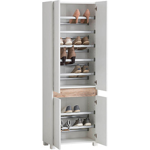 MÖBELPARTNER Cosmo Schuhschrank weiß, eiche keine Fachböden 33,0 cm164,5 cm
