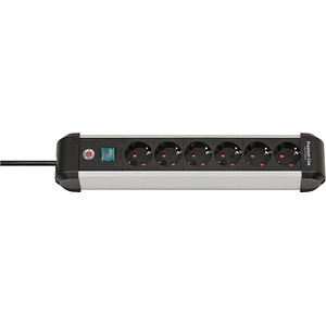 brennenstuhl Premium-Alu-Line 6-fach Steckdosenleiste mit Schalter 3,0 m schwarz
