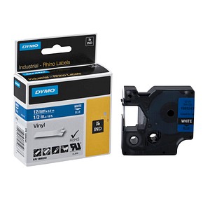 DYMO Schriftband RHINO  1805243, 12 mm weiß auf blau