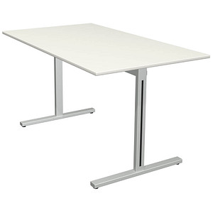 Kerkmann Form 1 Schreibtisch weiß rechteckig T-Fuß-Gestell silber 140,0 x 80,0 cm