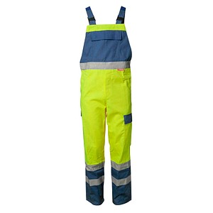 PLANAM® unisex Warnschutz-Latzhose MAJOR PROTECT warngelb, kornblau Größe 64