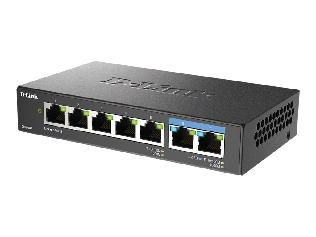 D-LINK DMS-107/E 7-Port Multi-Gigabit unmanaged Switch 5x 100/1000Mbit/s 2x 100