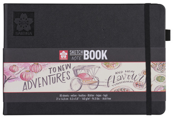 SAKURA Skizzenbuch/Notizbuch, 90 x 140 mm, schwarz/cremeweiß