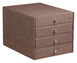 RHODIA Schubladenbox, aus Kunstleder, 4 Schübe, schokolade