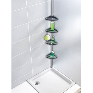 WENKO Teleskop-Duschregal Compact silber 26,0 x 19,5 x 78,0-275,0 cm