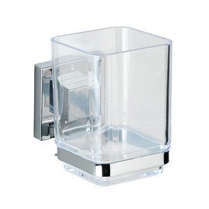WENKO Zahnputzbecherhalter Quadro silber