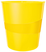 LEITZ Papierkorb WOW, aus Kunststoff, 15 Liter, gelb rund, hochglänzend, integr