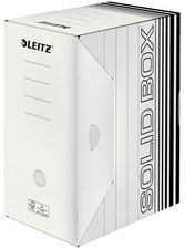 LEITZ Archiv-Schachtel Solid, weiß/schwarz (B)150 mm 100% geriffelter Recycling