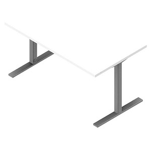 Quadrifoglio Schreibtisch weiß rechteckig C-Fuß-Gestell silber 140,0 x 80,0 cm