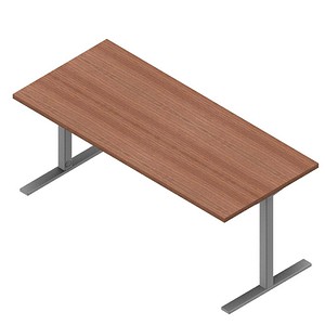 Quadrifoglio Schreibtisch nussbaum canaletto rechteckig C-Fuß-Gestell silber 180,0 x 80,0 cm