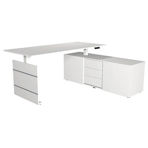 Kerkmann Move 3 höhenverstellbarer Schreibtisch weiß rechteckig Wangen-Gestell weiß 180,0 x 80,0 cm
