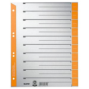 Trennblätter Karton A4 grau/orange Lochung hinterklebt, Linienaufdruck