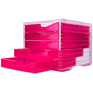 styro Schubladenbox styroswingbox NEONline  neon-pink DIN C4 mit 5 Schubladen