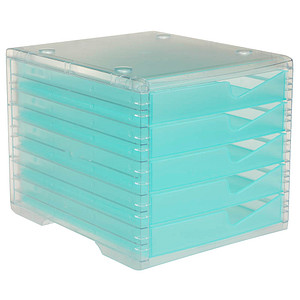 styro Schubladenbox styroswingbox light  aqua DIN C4 mit 5 Schubladen