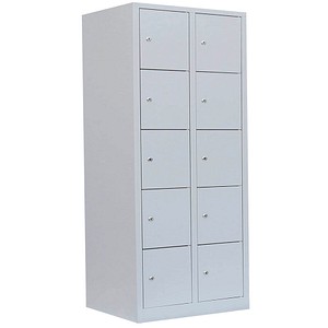 LÜLLMANN Schließfachschrank lichtgrau 523520, 10 Schließfächer 80,0 x 50,0 x 180,0 cm