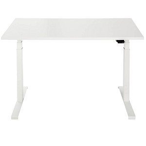 ith möbel EasyT höhenverstellbarer Schreibtisch titanweiß rechteckig T-Fuß-Gestell weiß 120,0 x 80,0 cm