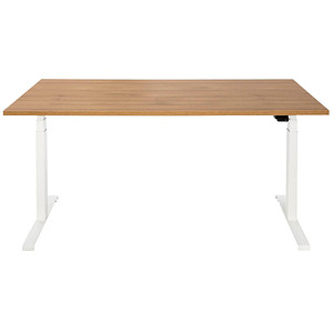 ith möbel EasyT höhenverstellbarer Schreibtisch eiche rechteckig T-Fuß-Gestell weiß 160,0 x 80,0 cm