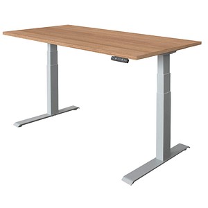 HAMMERBACHER XDKB16 höhenverstellbarer Schreibtisch nussbaum rechteckig C-Fuß-Gestell silber 160,0 x 80,0 cm