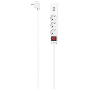 hama 3-fach Steckdosenleiste mit Schalter 1,4 m weiß mit USB-Buchse