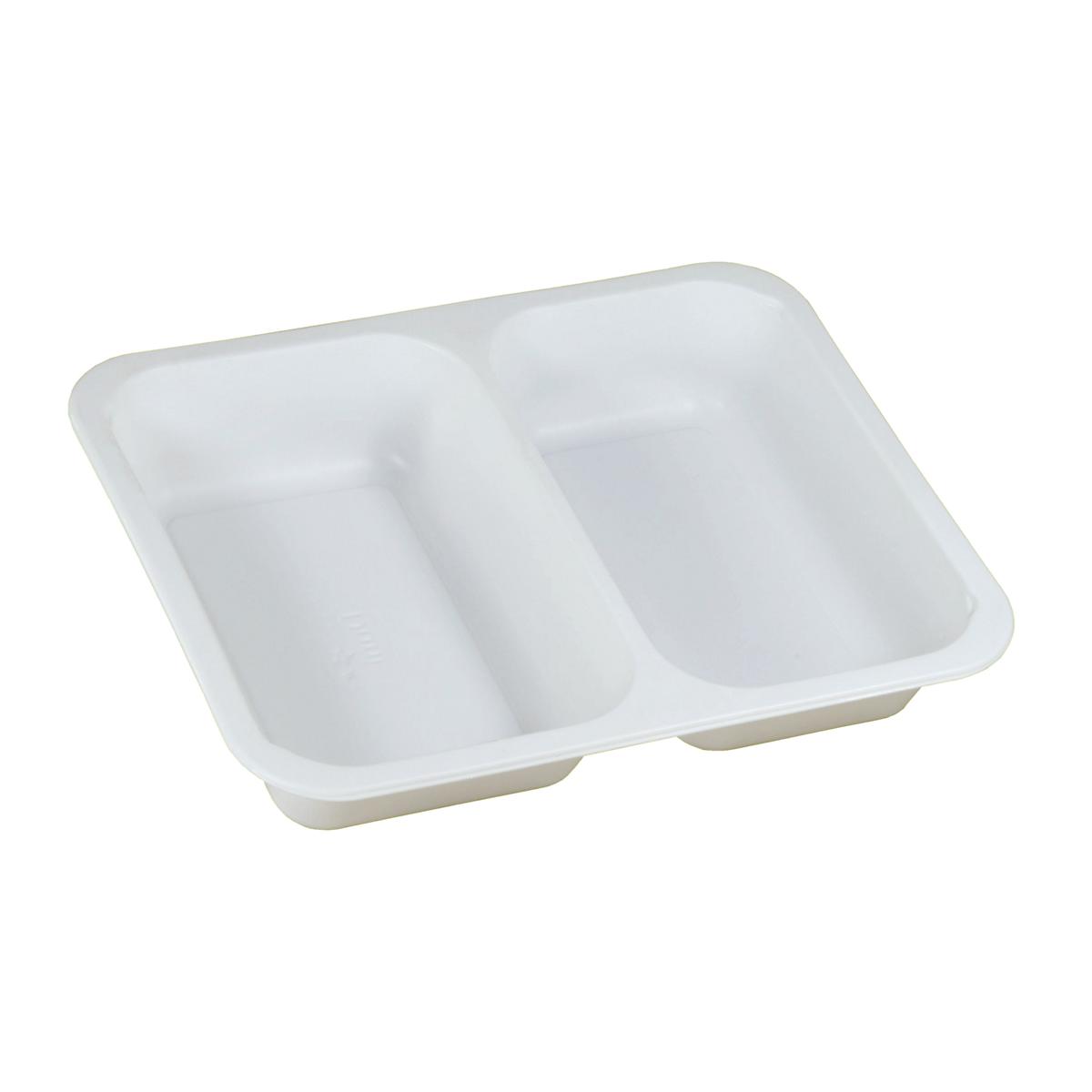 *Menüschale PP "Caterline" siegelfähig 2-geteilt, eckig, 227 x 178 x 40 mm | 216 Stück weiß passende Siegelfolie Artikel 85474