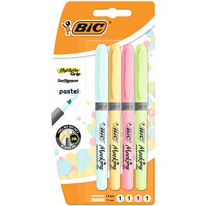 BIC Textmarker "Highlighter Grip Pastel", 4er Blister