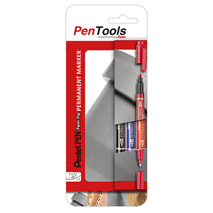 Pentel Permanent-Marker Pen, Doppelspitze, 3er Etui sortiert
