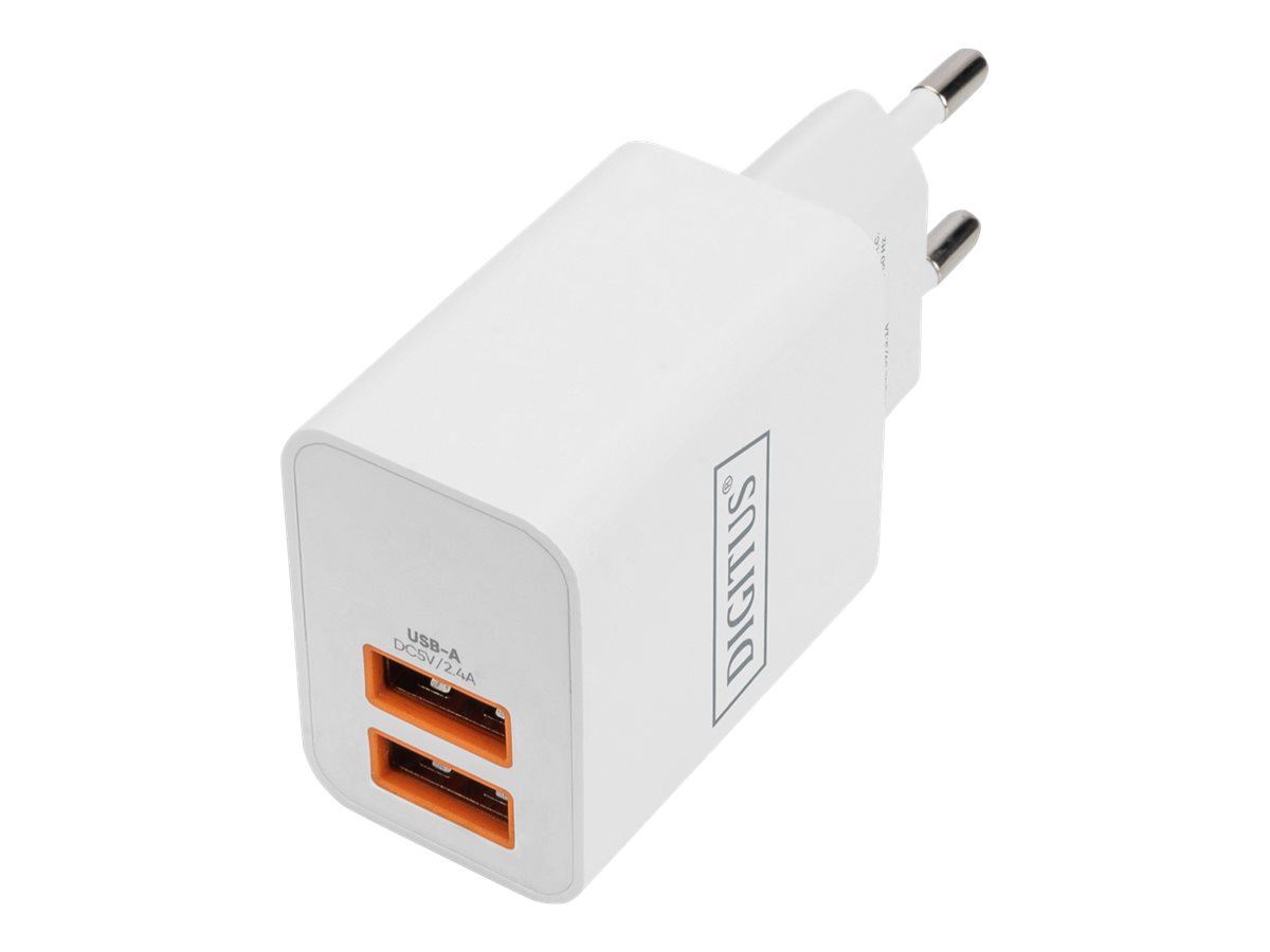 DIGITUS USB-Ladegerät, 2x USB-A, 15,5 Watt, weiß