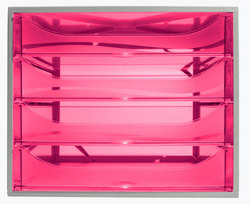 EXACOMPTA Schubladenbox ECOBOX, 4 Schübe, himbeer/grau