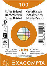 EXACOMPTA Karteikarten, DIN A7, kariert, farbig sortiert