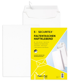 SECURITEX Faltenversandtasche, B4, weiß, ohne Fenster