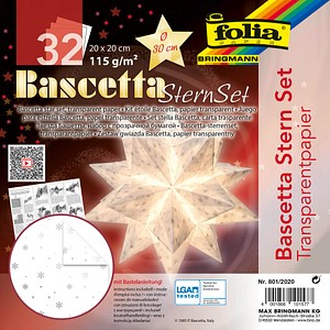 folia Faltblätter Bascetta-Stern "Transparentpapier", weiß