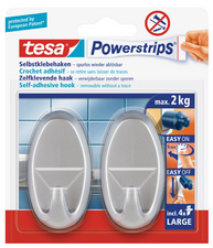 tesa Powerstrips Haken LARGE Oval, matt chrom