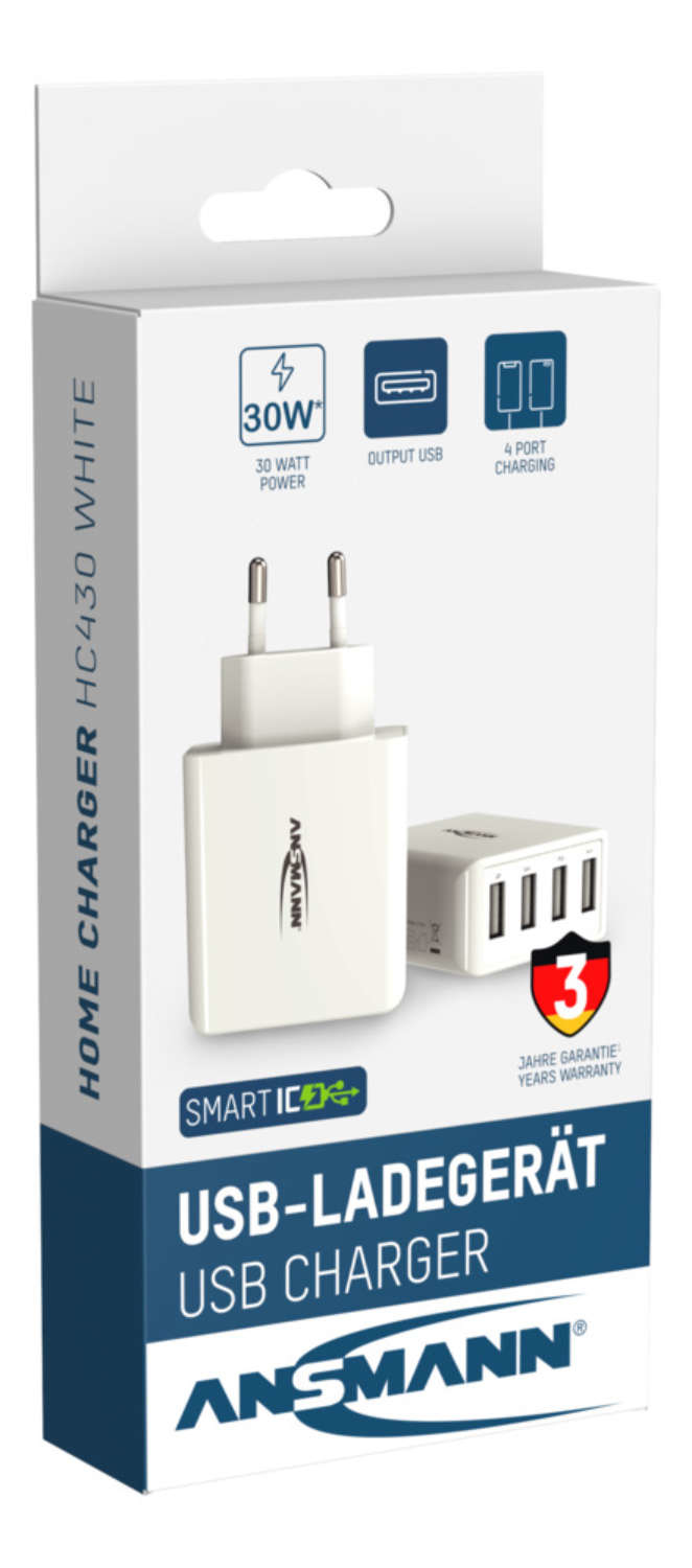 ANSMANN HomeCharger HC430 1001-0113 USB-Ladegerät Steckdose Ausgangsstrom (max.