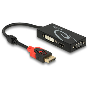 DeLOCK DisplayPort/DVI-D, HDMI, VGA Adapter 4K, Passiv 0,20 m schwarz