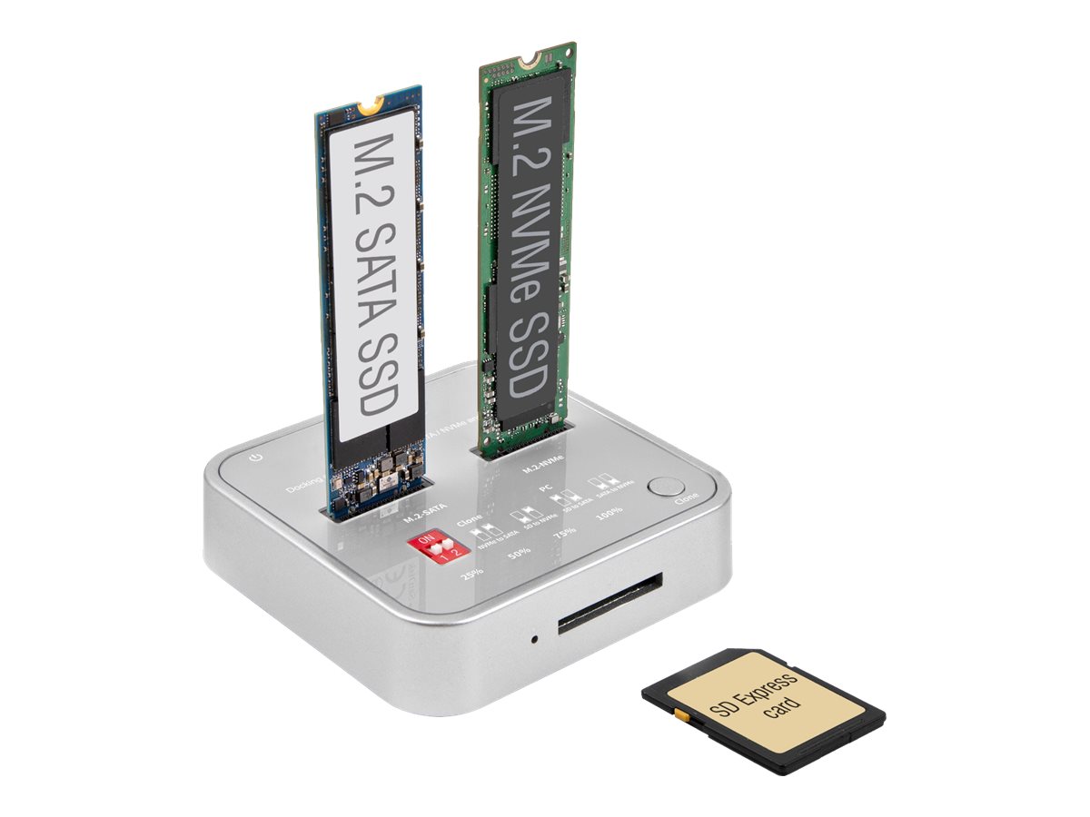 DELOCK Dockingstation M.2 NVMe SSD + M.2 SATA SSD SD Express