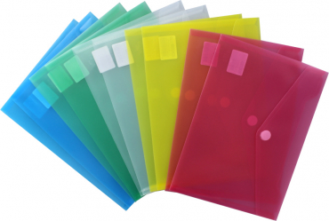 Dokumententaschen Sammelmappen Sichttaschen A5 quer transparent farbig sortiert- Dokumentenmappe mit Klappe und Klettverschluss - 10 Stück Dokumententaschen Sammelmappen Sichttaschen A5 quer transparent farbig sortiert- Dokumentenmappe mit Klappe und Klettverschluss - 10 Stück